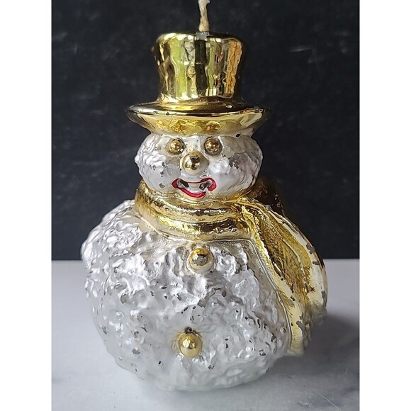 Snowman Shaped Candle Gold Hat And Scarf, READ Description - Picture 2 of 10